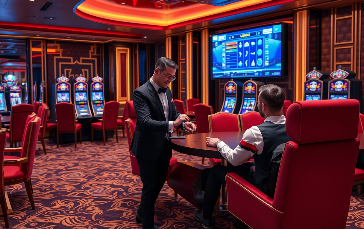 Eksklusiv VIP-lounge på et nettcasino med personlig vert.