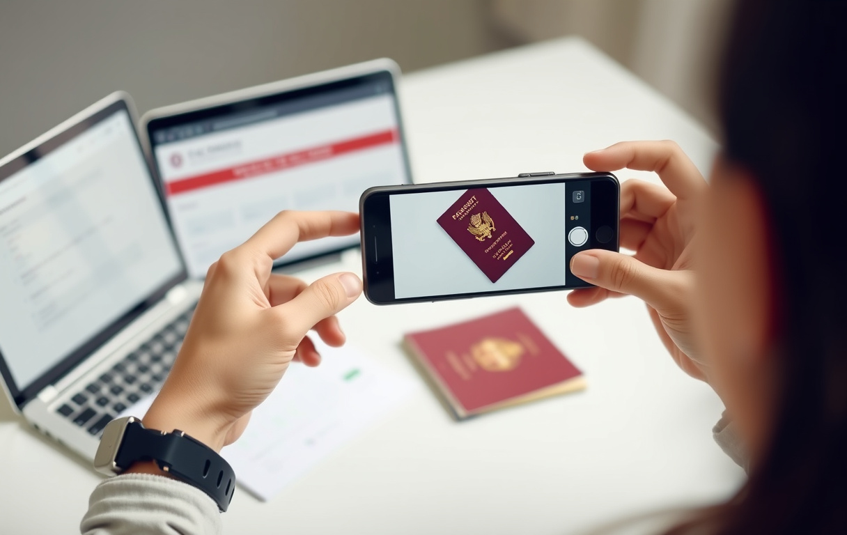 Person som tar bilde av pass for casino-verifisering